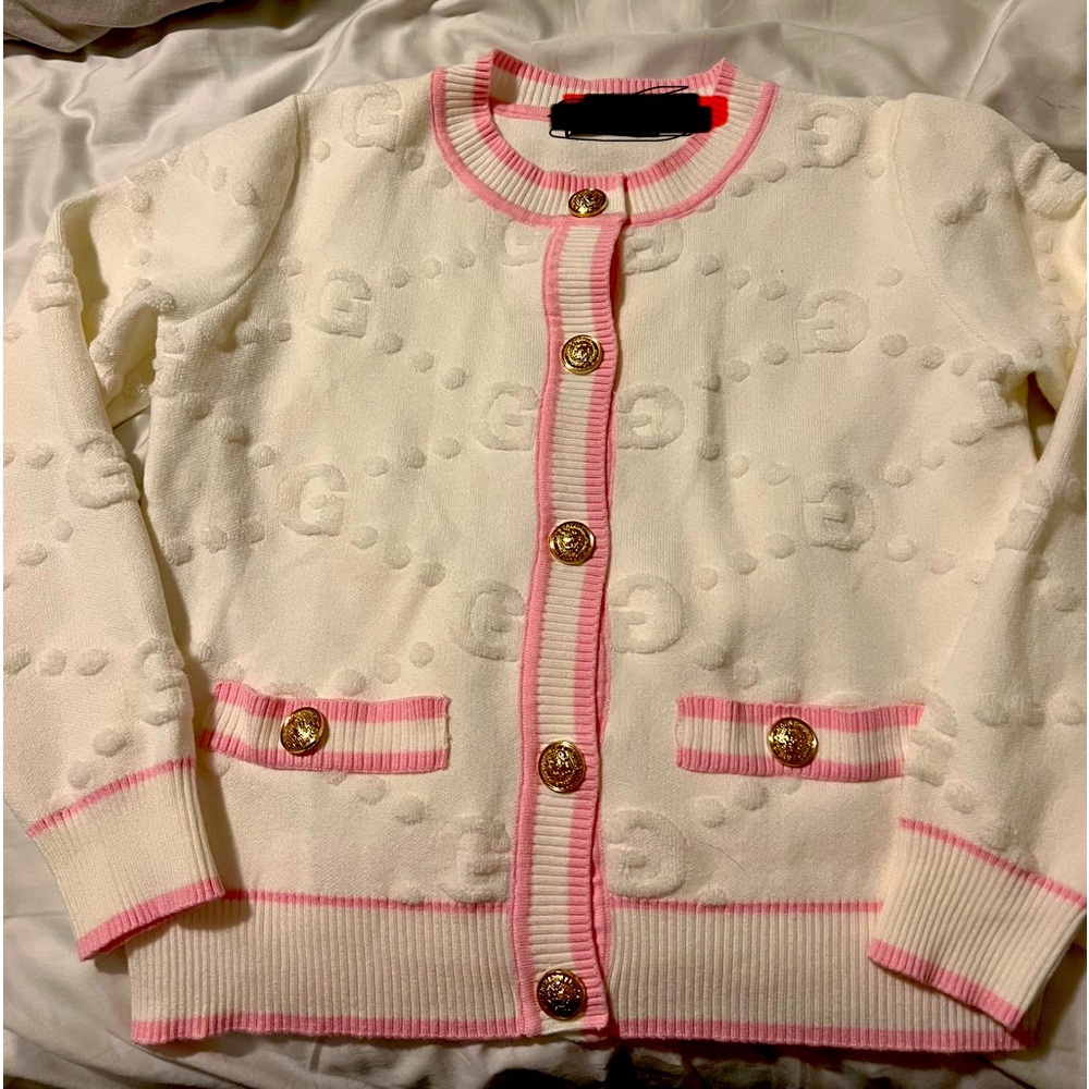 White and Pink cardigan